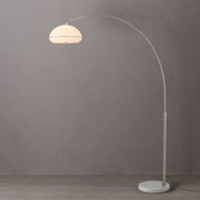 Nova California Simple Morelli 85in 1-Light Arc Lamp | Modern White Lucite Shade and Satin Nickel Steel Body | Living Room & | Model 2115822SN
