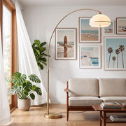 Nova California Simple Morelli 92in 1-Light Arc Lamp | Modern Weathered Brass and White Lucite | Living Room & Reading Nook | Model 2115824WB