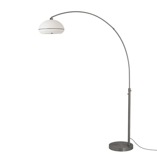 Nova California Float Morelli 92in 1-Light Arc Lamp | Modern Black Nickel and White Lucite Shade | Living Room & Bedroom | Model 2115826BKN