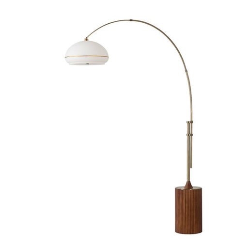 Nova California Tambo Morelli 92in 1-Light Arc Lamp | Mid-Century Modern Weathered Brass and White Lucite Shade | Living Room & | Model 2115832WB