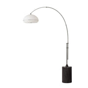 Nova California Tambo Morelli 92in 1-Light Arc Lamp | Mid-Century Satin Nickel and White Lucite | Living Room | 68 x 18 x 92 in | Model 2115834SN