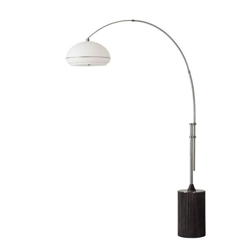 Nova California Tambo Morelli 92in 1-Light Arc Lamp | Mid-Century Satin Nickel and White Lucite | Living Room | 68 x 18 x 92 in | Model 2115834SN