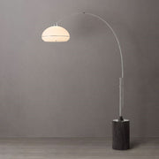 Nova California Tambo Morelli 92in 1-Light Arc Lamp | Mid-Century Satin Nickel and White Lucite | Living Room | 68 x 18 x 92 in | Model 2115834SN