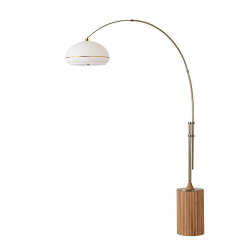 Nova California Tambo Morelli 92in 1-Light Arc Lamp | Industrial Weathered Brass and White Lucite | Living Room & Home Office | Model 2115839WB