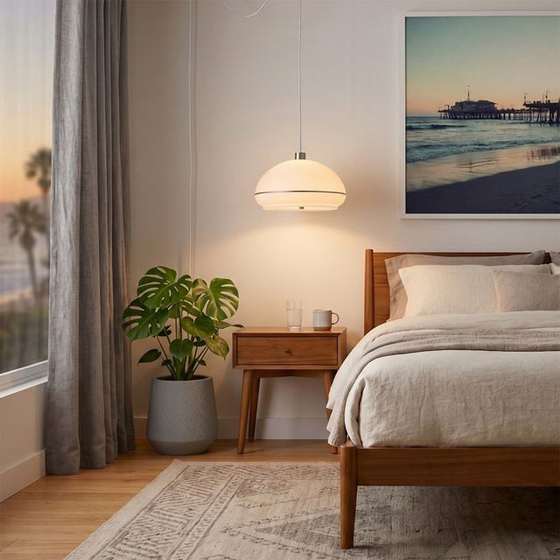 Nova California Morelli 18in 1-Light Swag Lamp | Modern Satin Nickel and White Lucite | Living Room & Bedroom | 11 x 18 x 11 in | Model 2115840SN