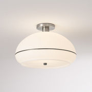 Nova California Morelli 17in 1-Light Flush Mount | Mid-Century Modern Satin Nickel and Black Nickel Lucite Shade | Hallway & | Model 2115842BKN