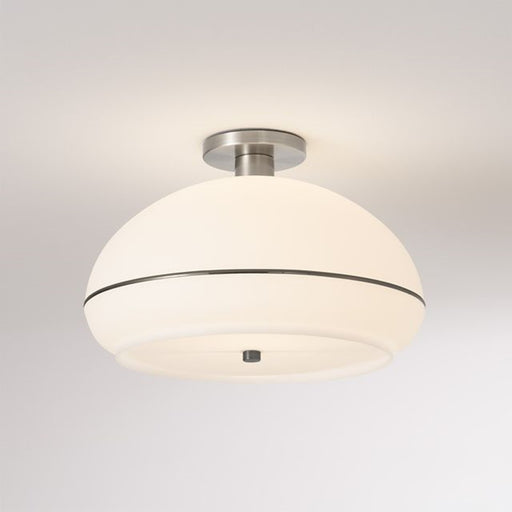 Nova California Morelli 17in 1-Light Flush Mount | Mid-Century Modern Satin Nickel and Black Nickel Lucite Shade | Hallway & | Model 2115842BKN