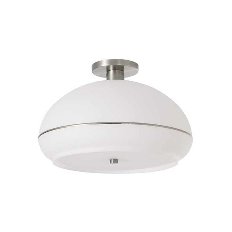 Nova California Morelli 17in 1-Light Flush Mount | Mid-Century Modern Satin Nickel and White Lucite Shade | Hallway & Bedroom | Model 2115842SN