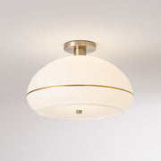 Nova California Morelli 17in 1-Light Flush Mount | Mid-Century Modern Weathered Brass and White Lucite | Bedroom & Hallway | Model 2115843WB