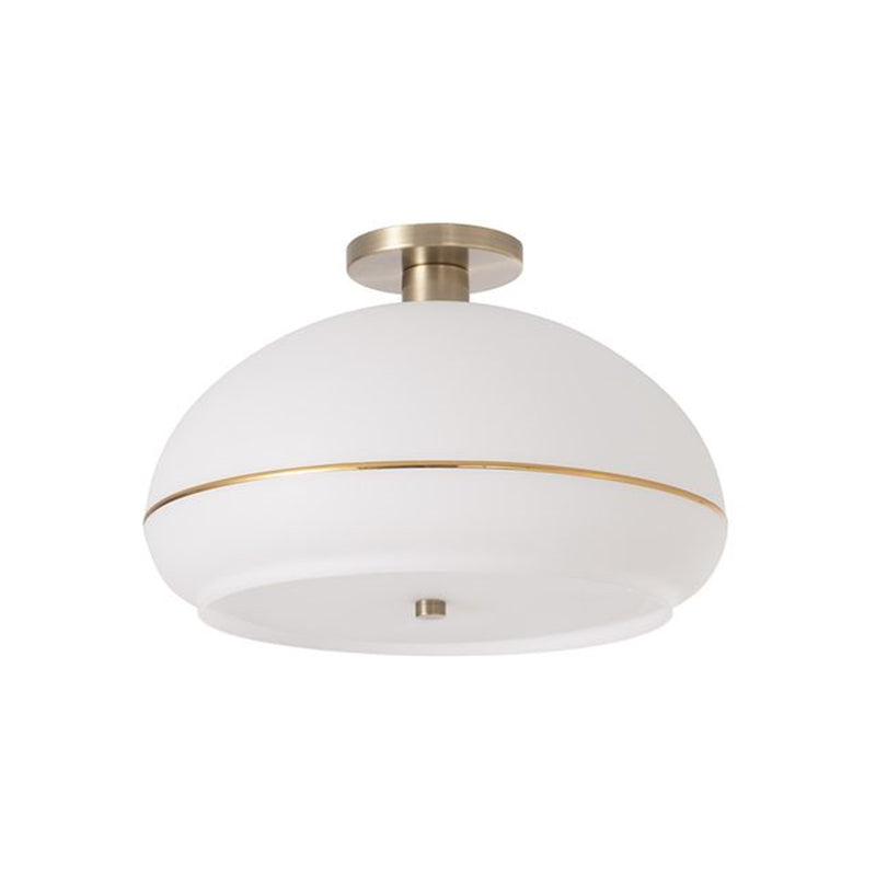 Nova California Morelli 17in 1-Light Flush Mount | Mid-Century Modern Weathered Brass and White Lucite | Bedroom & Hallway | Model 2115843WB