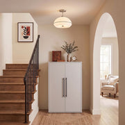 Nova California Morelli 68in 1-Light Semi Flush Mount | Mid-Century Satin Nickel and White Lucite | Living Room & Bedroom | Model 2115844BKN