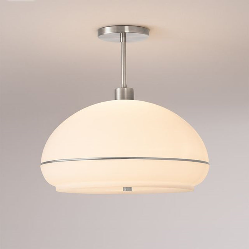 Nova California Morelli 68in 1-Light Semi Flush Mount | Mid-Century Satin Nickel and White Lucite | Living Room & Bedroom | Model 2115844SN