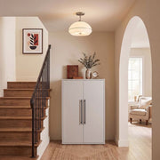 Nova California Morelli 68in 1-Light Semi Flush Mount | Mid-Century Satin Nickel and White Lucite | Living Room & Bedroom | Model 2115844SN