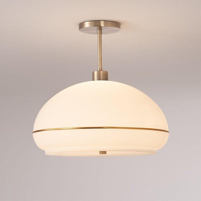 Nova California Morelli 17in 1-Light Semi-Flush Mount | Mid-Century Modern Weathered Brass and White Lucite | Bedroom & Dining Room | Model 2115845WB