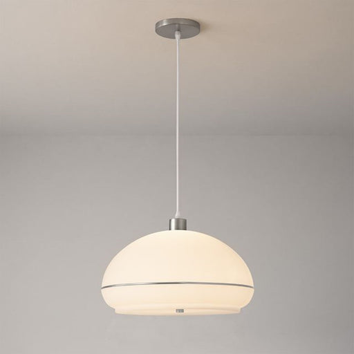 Nova California Morelli 15in 1-Light Pendant | Modern Satin Nickel and White Lucite | Kitchen Island & Dining Room | 15 x 15 x 10 in | Model 2115846SN
