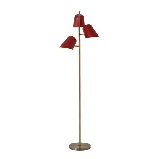 Nova California Culver 59in 3-Light Floor Lamp | Mid-Century Modern Weathered Brass and Crimson Steel | Living Room & Bedroom | Model 2121589CR