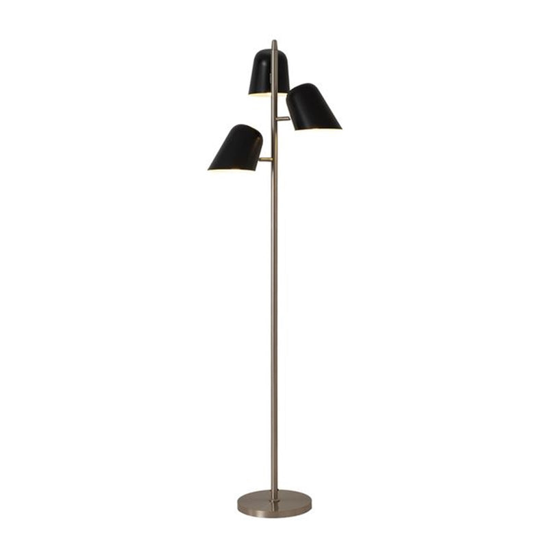 Nova California Culver 59in 3-Light Floor Lamp | Mid-Century Modern Satin Nickel and Matte Black Steel | Living Room & Bedroom | Model 2121589MB