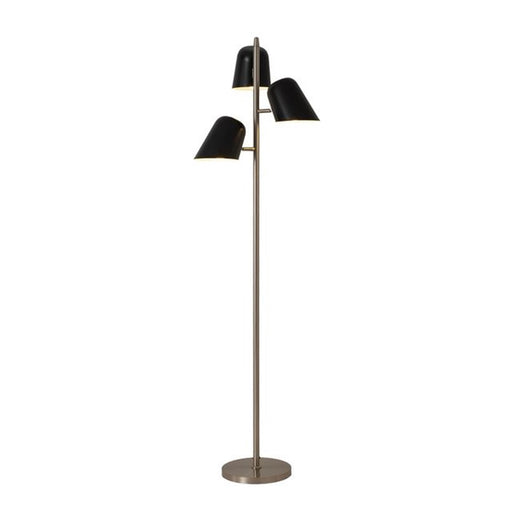 Nova California Culver 59in 3-Light Floor Lamp | Mid-Century Modern Satin Nickel and Matte Black Steel | Living Room & Bedroom | Model 2121589MB
