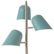 Nova California Culver 59in 3-Light Tree Floor Lamp | Mid-Century Modern Satin Nickel and Pool Blue Steel Shades | Living Room & | Model 2121589PB