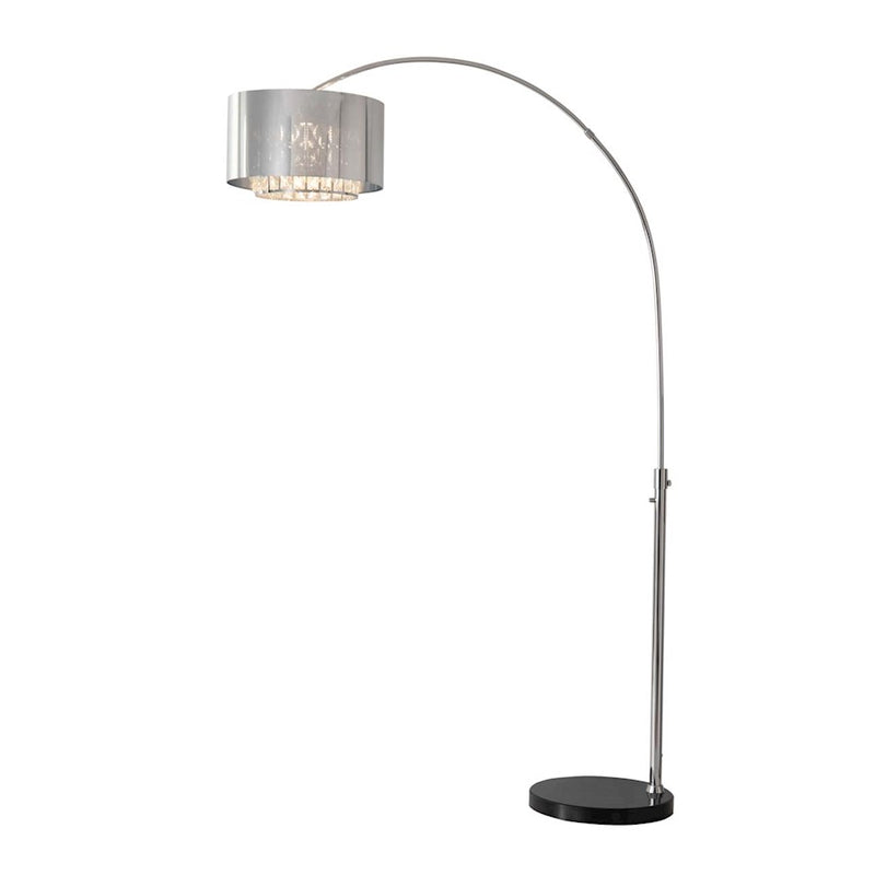 Nova California Marilyn 94in 1-Light Arc Floor Lamp | Glam Chrome and Crystal | Living Room & Lounge | 68 x 18 x 94 in | Model 21263CH