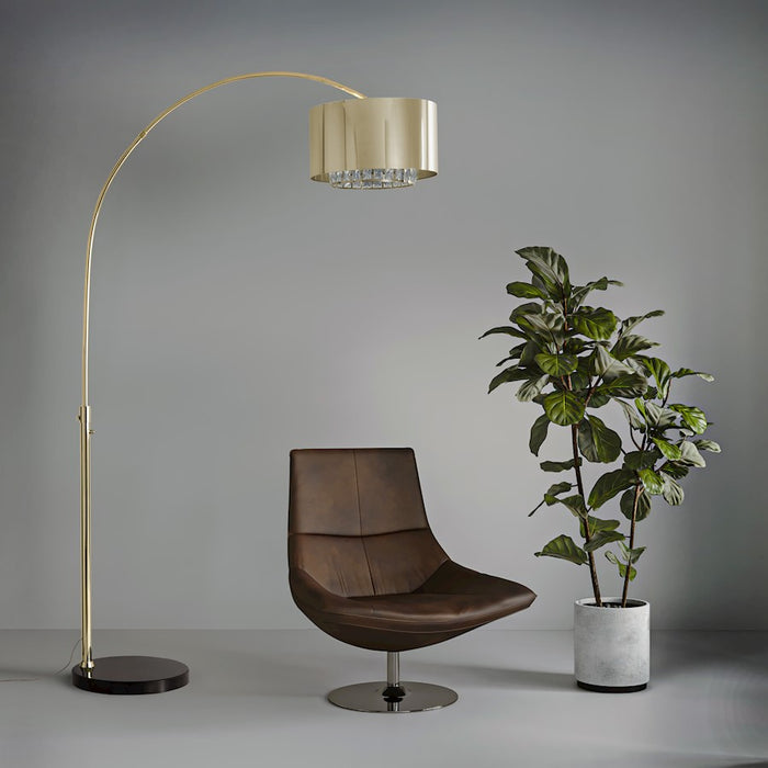 Nova California Marilyn 1Lt 94" Arc Floor Lamp, Brass/Mylar/Crystal