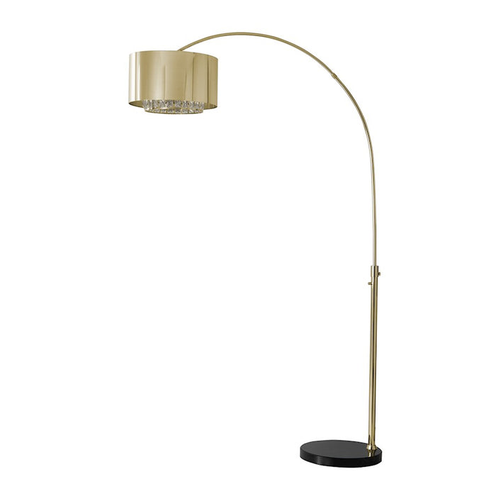Nova California Marilyn 1Lt 94" Arc Floor Lamp, Brass/Mylar/Crystal