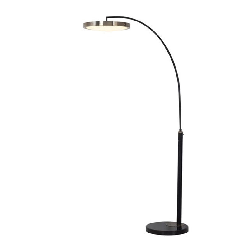 Nova California Redondo 48in 1-Light Arc Floor Lamp | Contemporary Matte Black and Weathered Brass Steel | Living Room & Reading | Model 217727MB