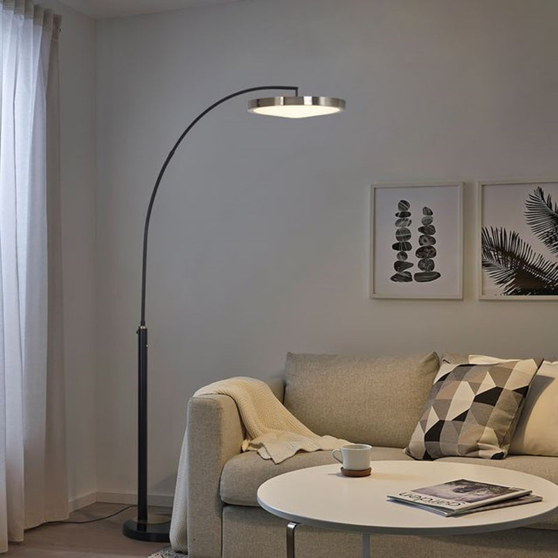 Nova California Redondo 48in 1-Light Arc Floor Lamp | Contemporary Matte Black and Weathered Brass Steel | Living Room & Reading | Model 217727MB