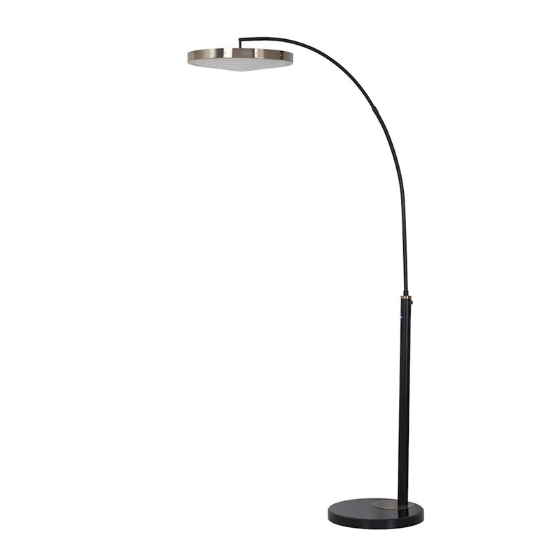 Nova California Redondo 48in 1-Light Arc Floor Lamp | Contemporary Matte Black and Weathered Brass Steel | Living Room & Reading | Model 217727MB