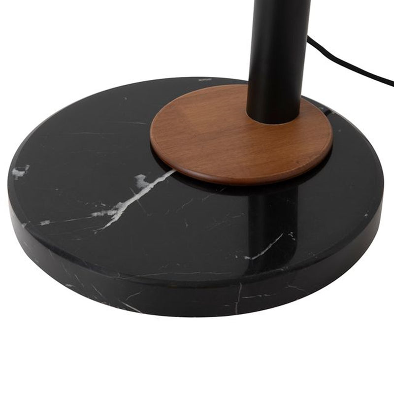 Nova California Lodi 3-Light Arc Floor Lamp | Mid-Century Matte Black and Walnut with Gold Leaf Steel Shades | Living Room & | Model 2310500MB