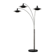 Nova California Rancho Mirage 3-Light Arc Floor Lamp | Mid-Century Antique Nickel and Matte Black Aluminum Shades | Living Room & | Model 2310824SN