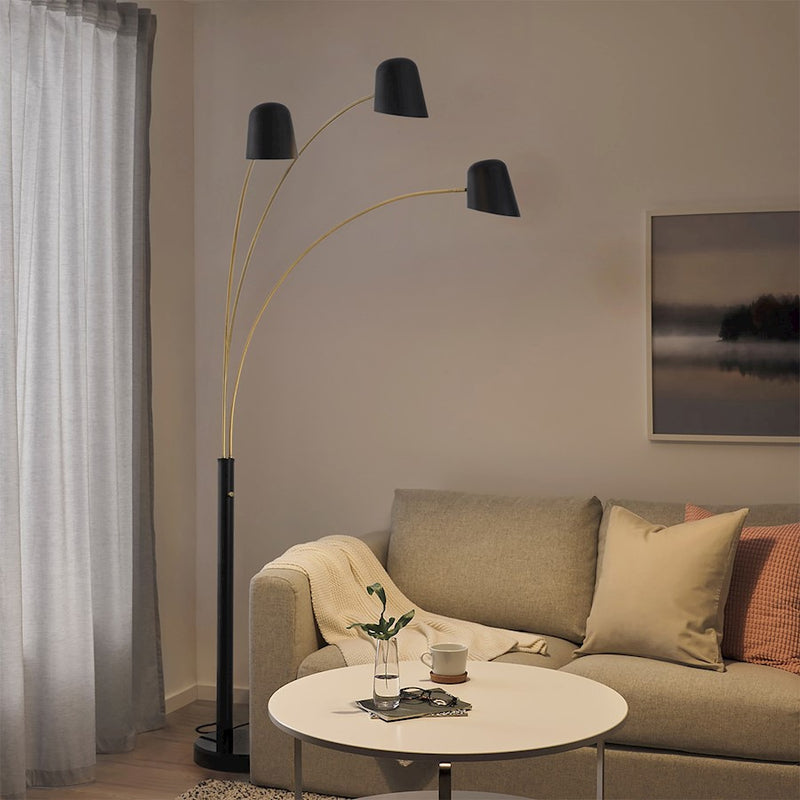 Nova California Culver 3Lt 86" Arc Floor Lamp, Black/Brass/Dimmer - 2311589MB