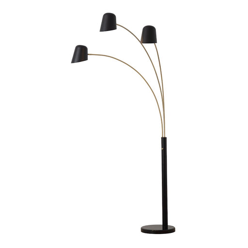 Nova California Culver 3Lt 86" Arc Floor Lamp, Black/Brass/Dimmer