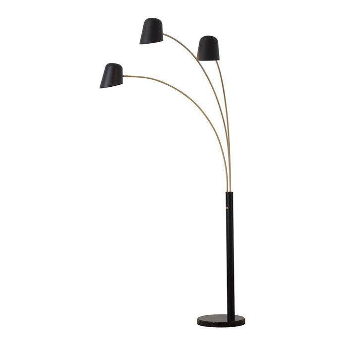 Nova California Culver 3Lt 86" Arc Floor Lamp, Black/Brass/Dimmer