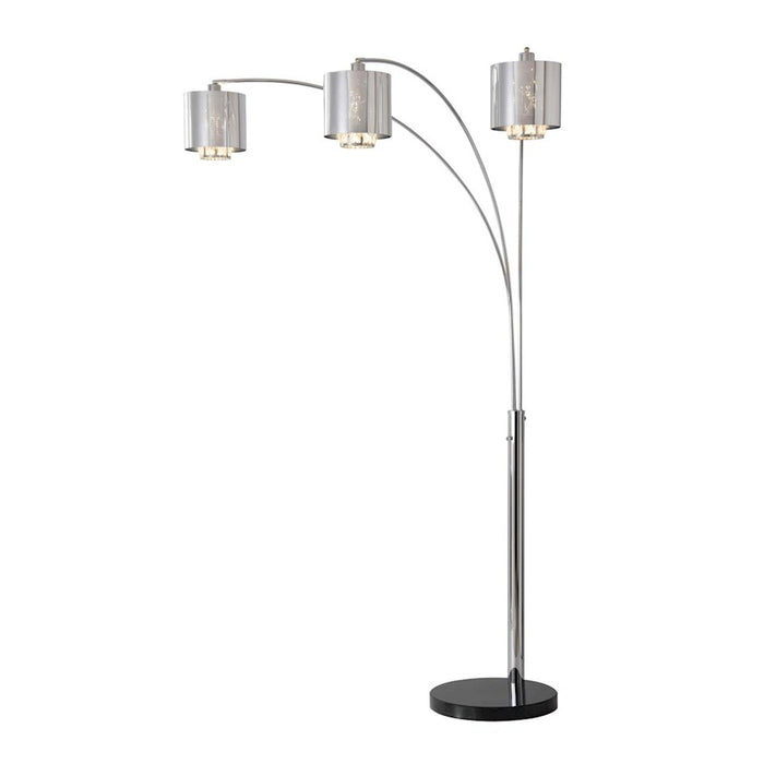Nova California Marilyn 3Lt 90" Arc Floor Lamp, Chrome/Mylar/Crystal