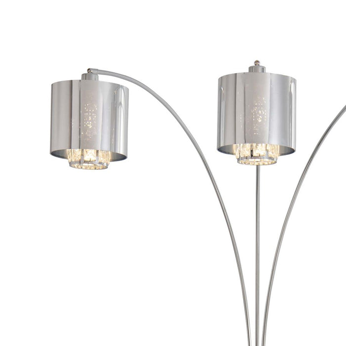 Nova California Marilyn 3Lt 90" Arc Floor Lamp, Chrome/Mylar/Crystal