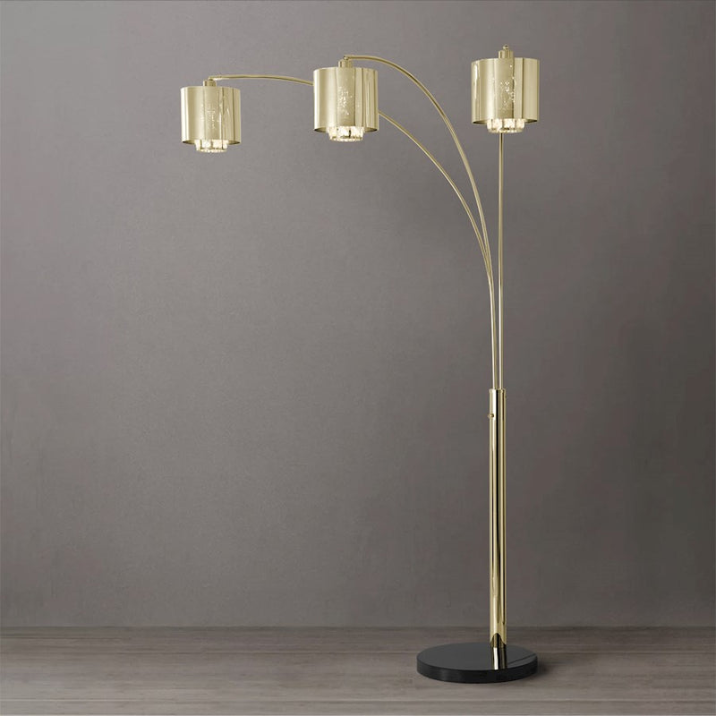 Nova California Marilyn 3Lt 90" Arc Floor Lamp, Brass/Mylar/Crystal - 23263WB