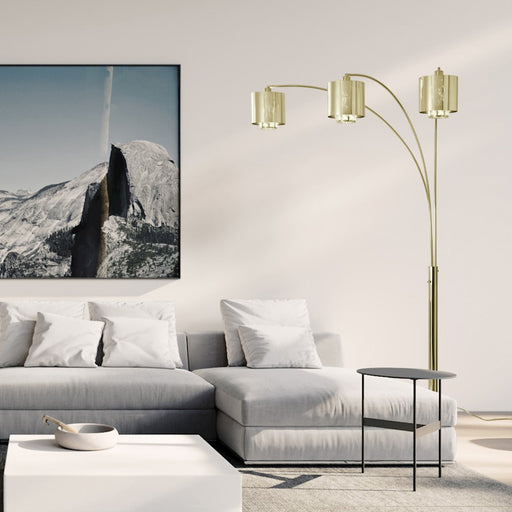 Nova California Marilyn 3Lt 90" Arc Floor Lamp, Brass/Mylar/Crystal