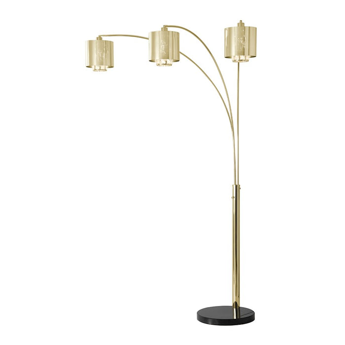 Nova California Marilyn 3Lt 90" Arc Floor Lamp, Brass/Mylar/Crystal
