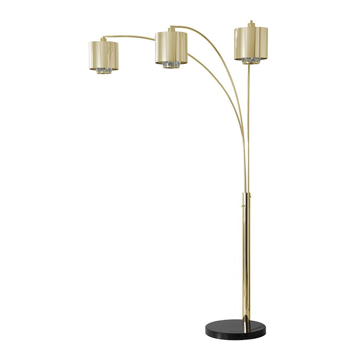 Nova California Marilyn 3Lt 90" Arc Floor Lamp, Brass/Mylar/Crystal