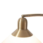 Nova California Melmar Chairside Arc Floor Lamp | Mid-Century Weathered Brass and Dark Brown Wood with White Lucite Shade | Living | Model 26265WB