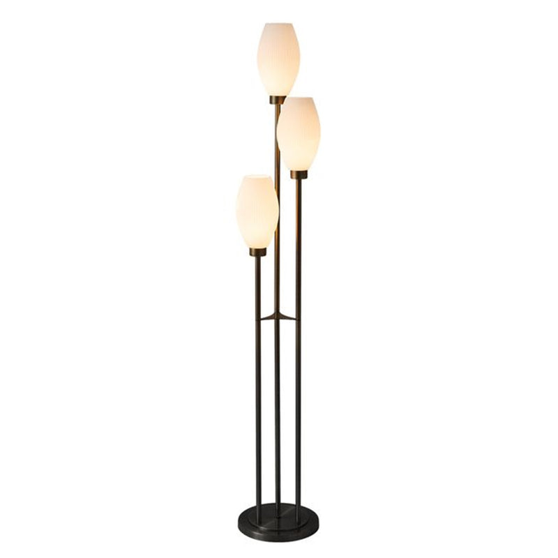 Nova California Willows 71in 3-Light Floor Lamp | Mid-Century Matte Black Steel and Frosted Glass | Living Room & Reading Nook | Model 2710798MB