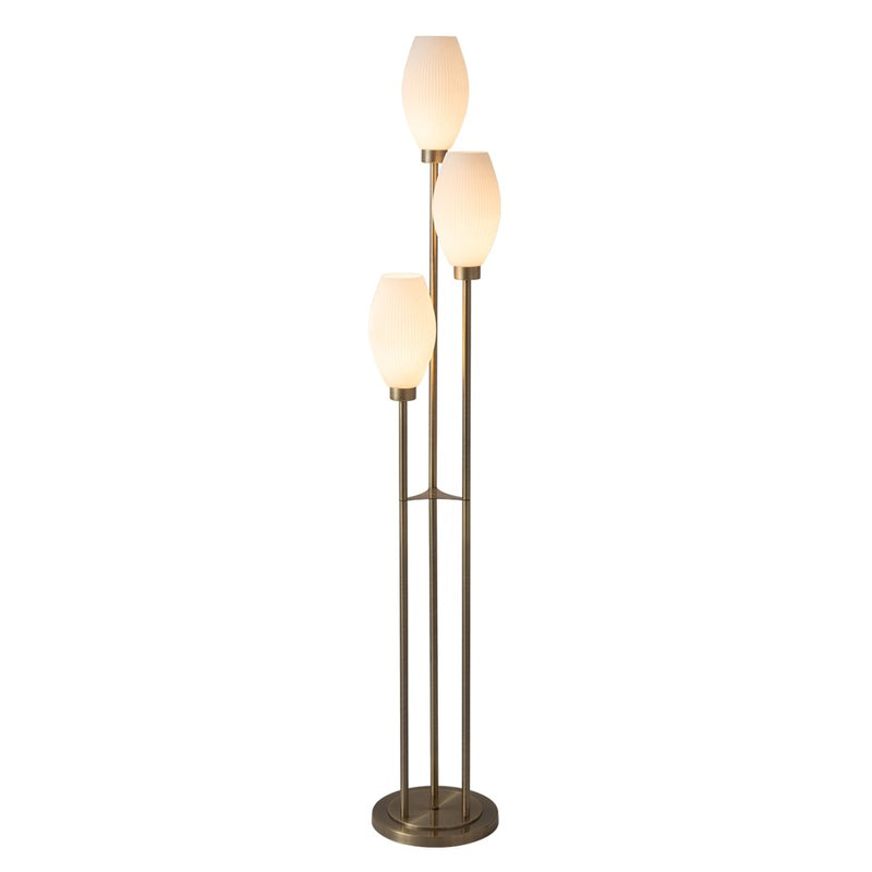 Nova California Willows 71in 3-Light Floor Lamp | Mid-Century Modern Weathered Brass and White Glass | Living Room Corner & Reading | Model 2710798WB