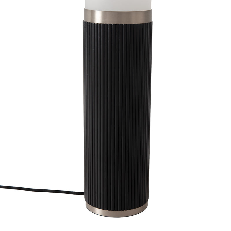 Nova California Tambo Cylindro 60in 1-Light Floor Lamp | Mid-Century Black Oak and White Acrylic | Living Room & Reading Corner | Model 2710799BO