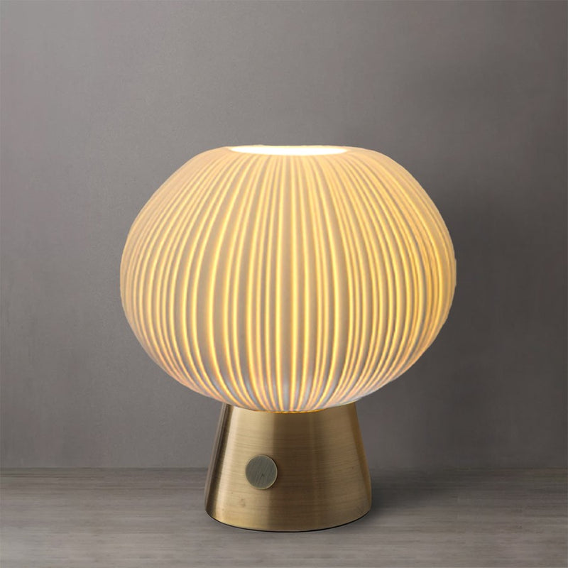 Nova California Bone Porcelain 10in 1-Light Table Lamp | Weathered Brass and Natural Bone Porcelain | Bedroom & Living Room Accent | Model 2710801WB