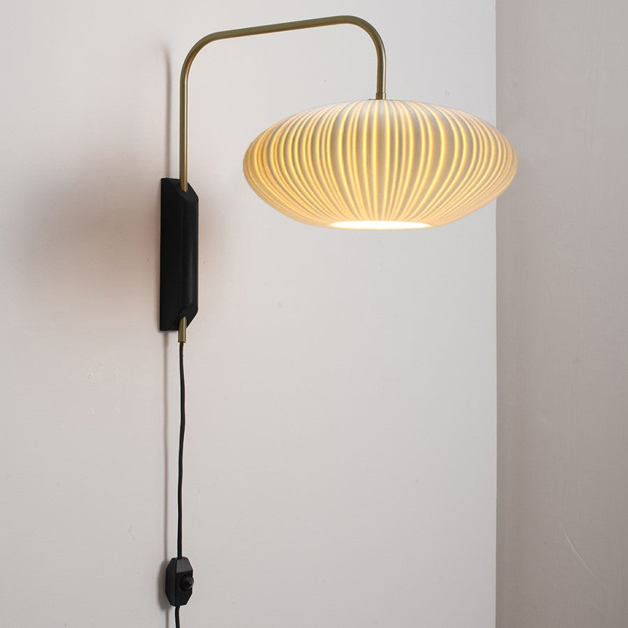 Nova of California Bone Porcelain 1Lt Wall Sconce, Brass/Black - 3010801WB