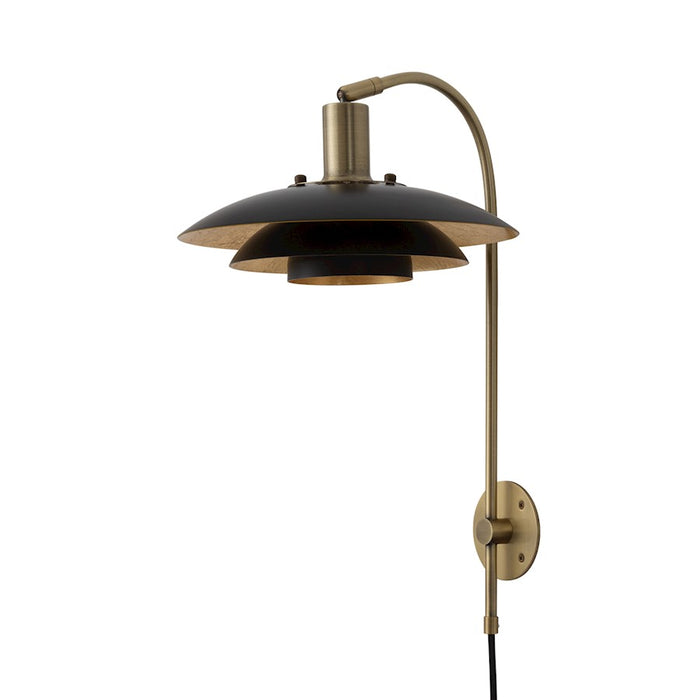 Nova California Rancho Mirage 1 Light Wall Sconce, Black/Brass/Black