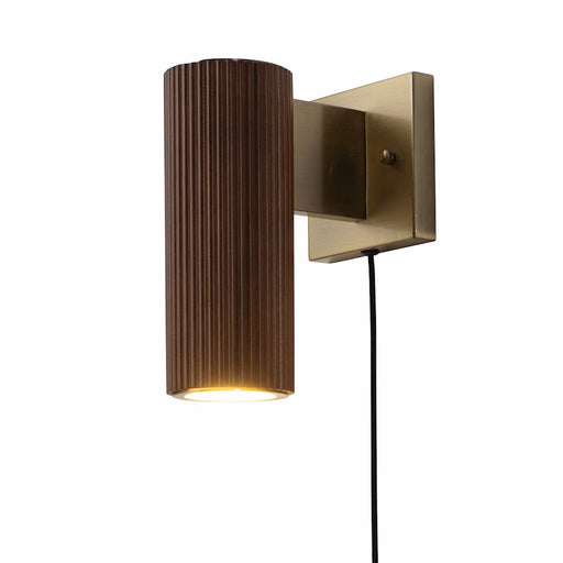 Nova California Tambo 1 Light Wall Sconce, Dark Walnut/Brass/White - 3010832DW