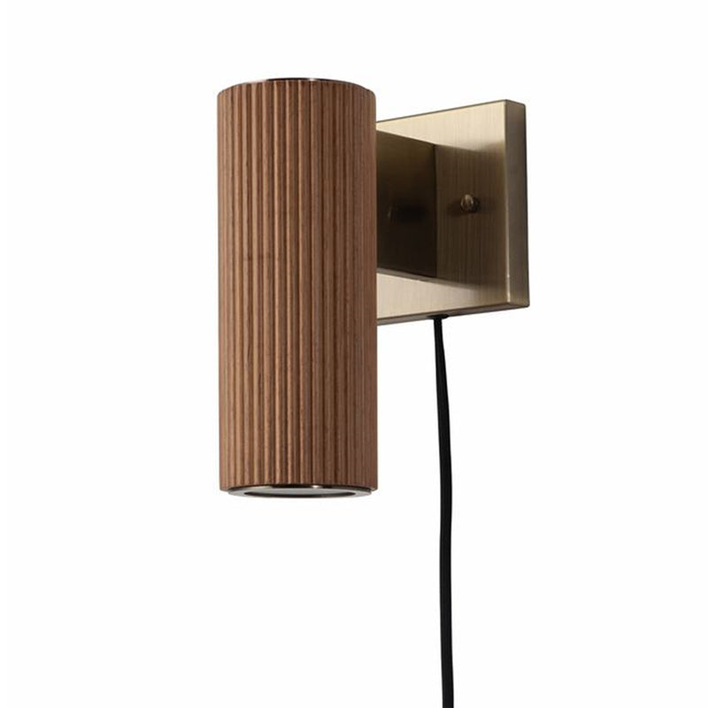 Nova California Tambo 11in 1-Light Wall Sconce | Natural Ash Wood and Weathered Brass with White Linen Shade | Living Room & | Model 3010832LW