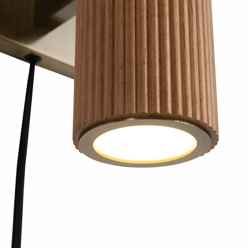 Nova California Tambo 11in 1-Light Wall Sconce | Natural Ash Wood and Weathered Brass with White Linen Shade | Living Room & | Model 3010832LW